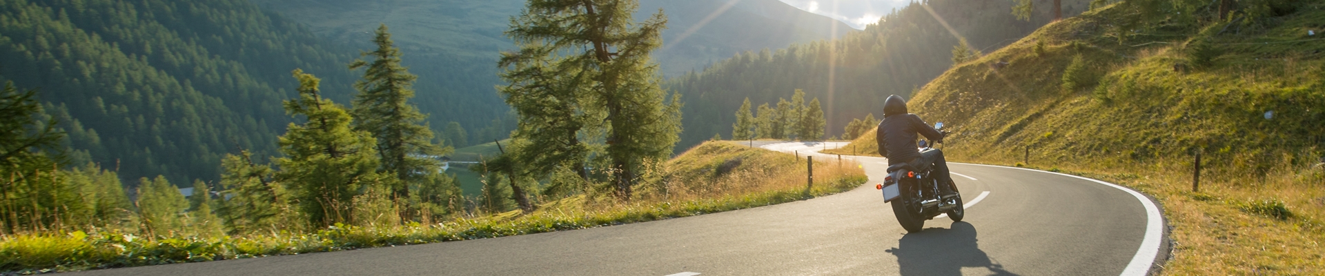 Recreational Vehicle Banner motorcycle on open road